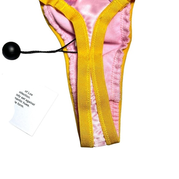 For Love & Lemons Floral Pink/Purple Satin Thong Panties US XXS - Picture 9 of 10